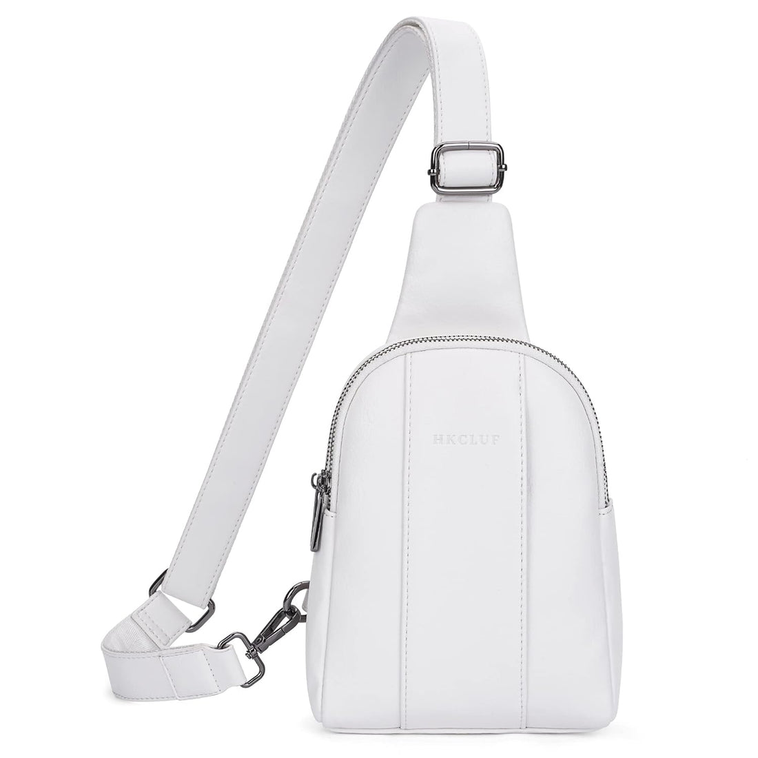 HKCLUF Sling Bag for Women Vegan Leather Chest Bag Small Crossboday Fanny Pack Cell Phone Sling Purse with Adjustable Strap, 03-white, Fashion