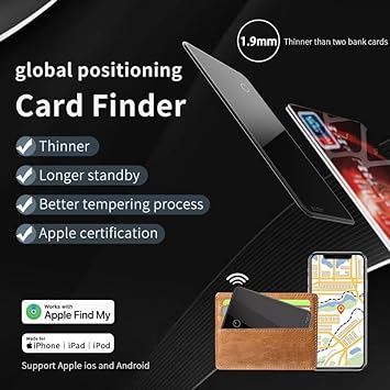 MICFLIP Wallet Tracker, Card Style Bluetooth Tracker for Wallet or Backpack and Tablet (iOS Only) - No Monthly Fee Compatible with Apple Find My (1-Pack, Black)