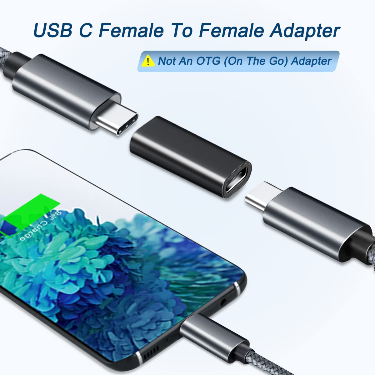 Basesailor USB C Female to Female Adapter 3-Pack,USBC 3.1 10GBps 100W PD Coupler for Connecting Two Type C Cable,Thunderbolt 3 Compatible Extension Connector for USB-C Devices