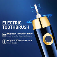 TouTin Electric Toothbrush, Sonic Electric Toothbrush for Adults with 12 Brush Heads, Electric Travel Toothbrush, LED Light Toothbrush,IPX7 Waterproof (Blue)