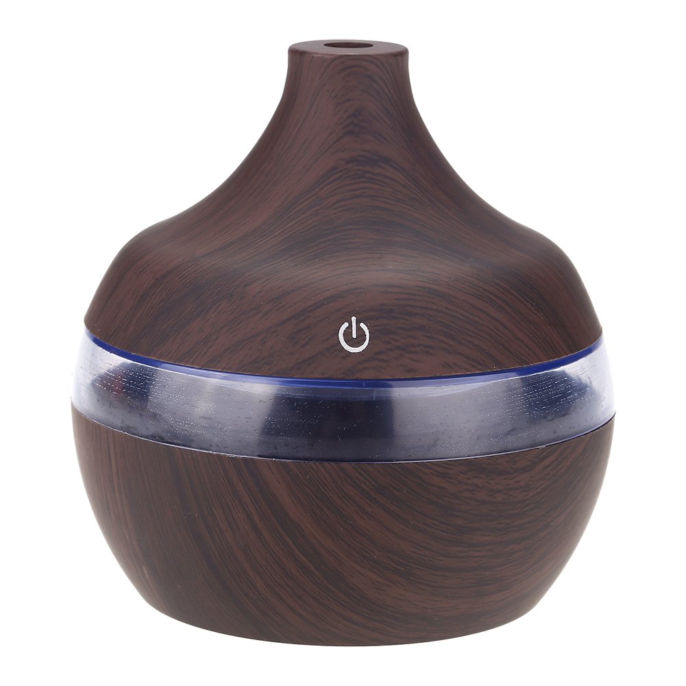 Wood Grain Humidifiers for Home, Top Fill Wood Grain USB Humidifier LED Night Light Mist Maker Ideal for Bedroom Office Nursery Car Baby Water Drop Shape Compact Design