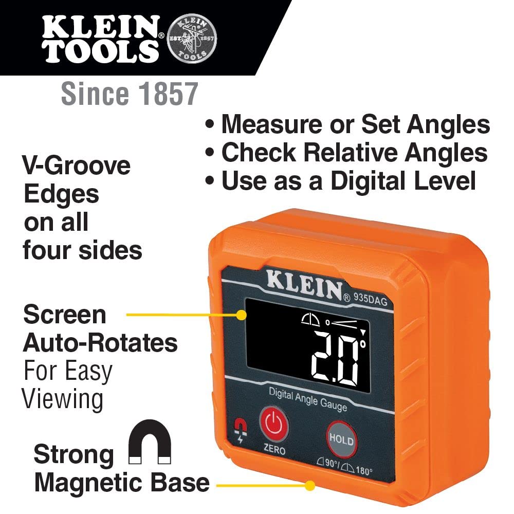 Klein Tools 80035 Level, Digital Electronic Level and Angle Gauge Tool Kit with Plumbers Straps, Measures Angles, Magnetic Base, 2-Piece