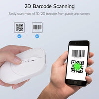 THARO New Wireless Mouse Barcode Scanner, 2-in-1 Design 2D Handheld Barcode Scanner with Wireless Mouse Functions for POS System,Store,Supermarket, Warehouse.(White)
