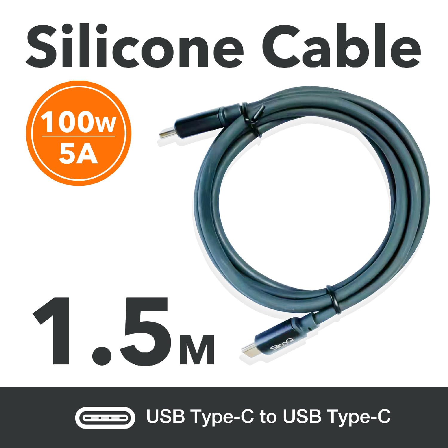 SlimQ 𝗦𝗹𝗶𝗺𝗤 USB C to USB C Charging Cable, Type-C to Type-C, C to C 3a for Mobile Phones, 100w Power for Laptops