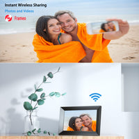 Dhwazz 10.1 Inch WiFi Digital Picture Frame, 16GB HD Black Smart Photo Frames with IPS Touch Screen, Free to Share Moments via Frameo APP, Support USB, Micro SD Card, Video and Slideshow