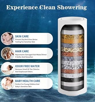 REINVIGU 18 STAGE filtered shower head with handheld clean hard water high out put flow with strong pressure,remove chlorine/fluorine to softener with long hose