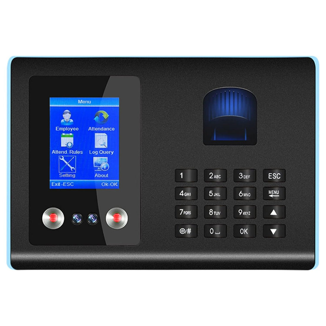 Face Presence Recognition Machine, Biometric Employee Presence Machine with Face Fingerprint and Password, Automatic Time Calculation (American Plug)