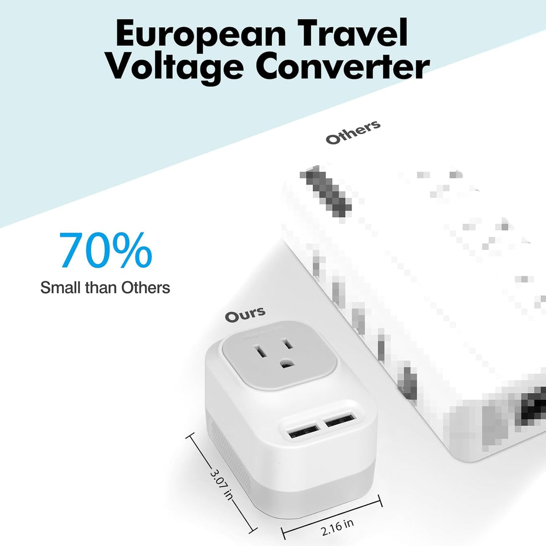 Mapambo European Universal Travel Plug Adapter 220V to 110V Voltage Converter with 2 USB Port 2 USB C International Power Adapter for Hair Straightener/Curling Iron US to Most of Europe (Grey)