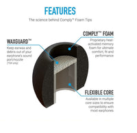Comply Tsx-500 BLK LRG 3-PR Comfort Plus Earphone Tips, Black
