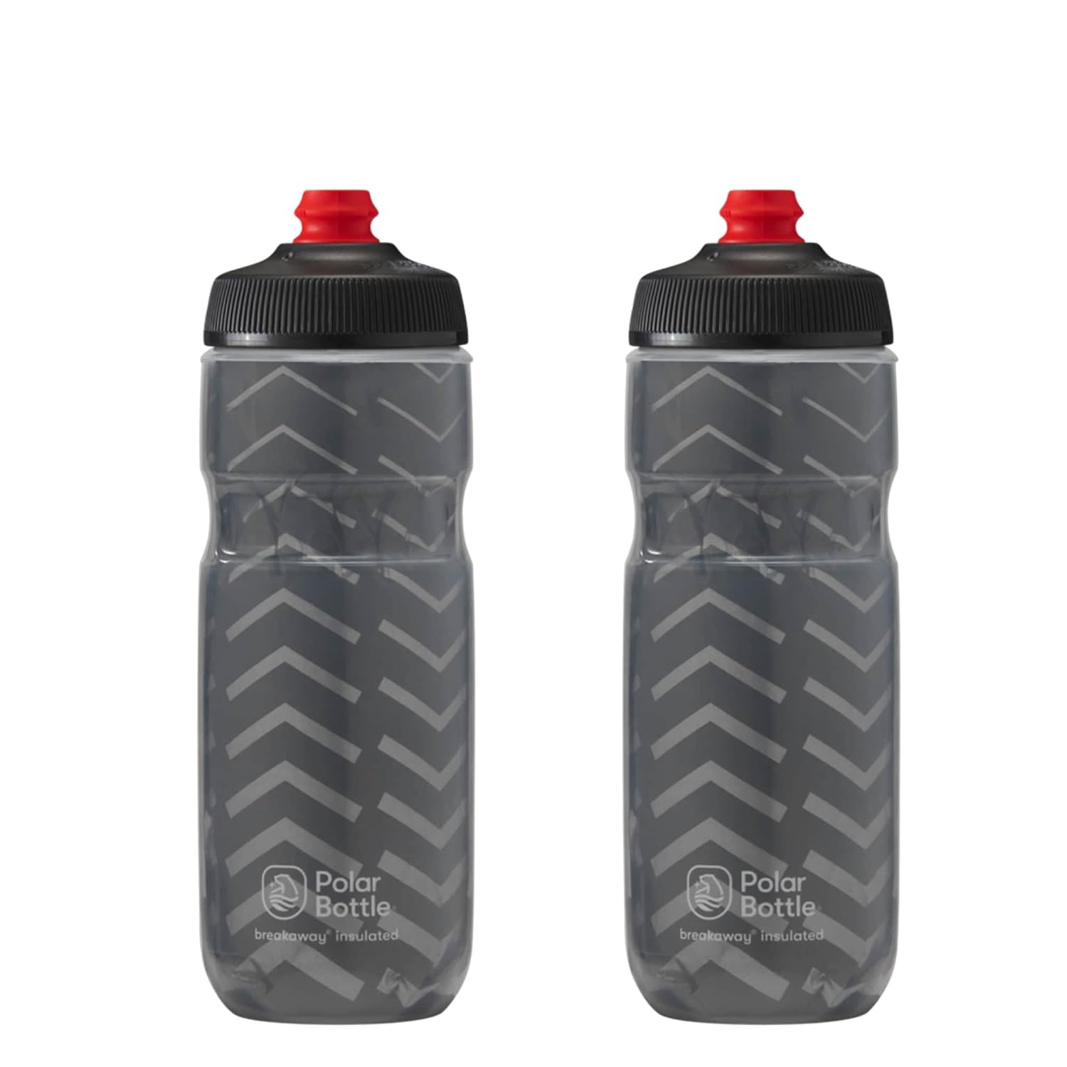 Polar Bottle Breakaway Insulated Bike Water Bottle 2-Pack - BPA Free, Cycling & Sports Squeeze Bottle (Bolt Charcoal 20oz)