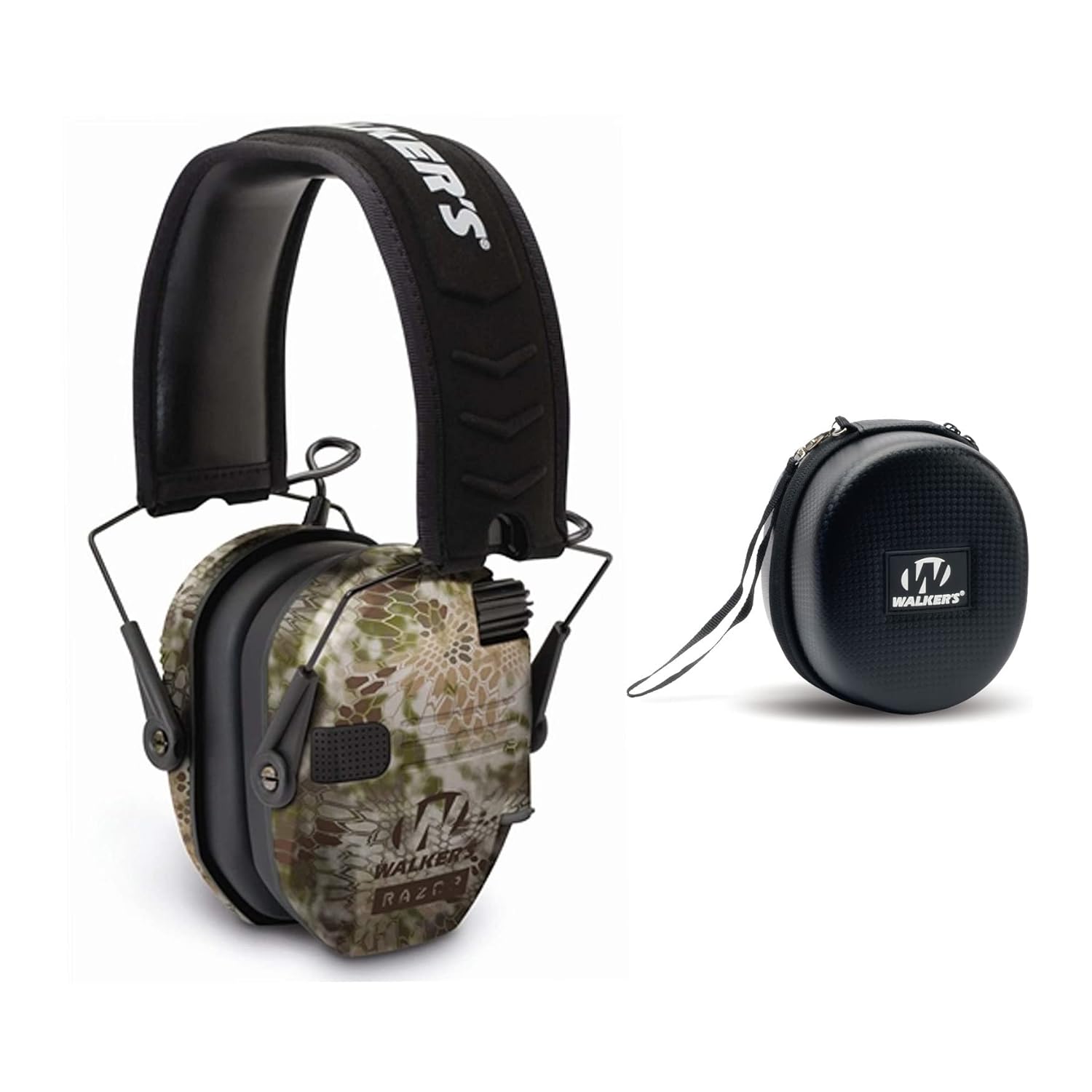 Walkers Razor Slim Electronic Shooting Hearing Protection Muff (Sound Amplification and Suppression) with Protective Case