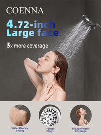 Coenna 8 Spray Mode Handheld Shower Head with Filter High Pressure 4.72" Shower Head Set, and Hard Water Filter Shower Head (Chrome)