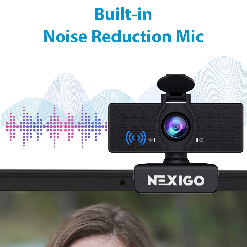 NexiGo 2020 1080P Webcam with Privacy Cover - NexiGo 110-degree Wide Angle Widescreen USB Camera Built-in Dual Stereo Microphone for PC/Mac Laptop/Desktop Streaming Video Calling Recording Conferencing