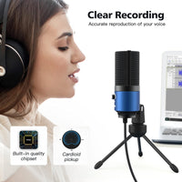 FIFINE USB Computer Microphone for Recording YouTube Video Voice Over Vocals for Mac & PC, Condenser Mic with Gain Control for Home Studio, Plug & Play - K669L