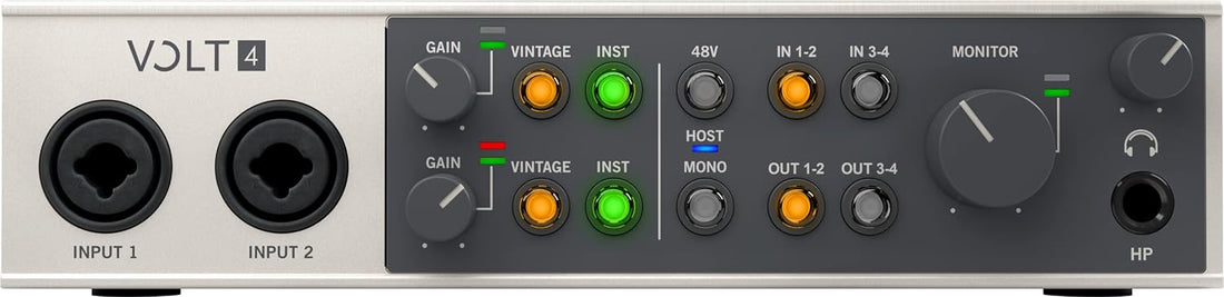 Universal Audio Volt 4 USB Audio Interface for recording, podcasting, and streaming including £895 of FREE UAD plug-ins until August 31st 2023