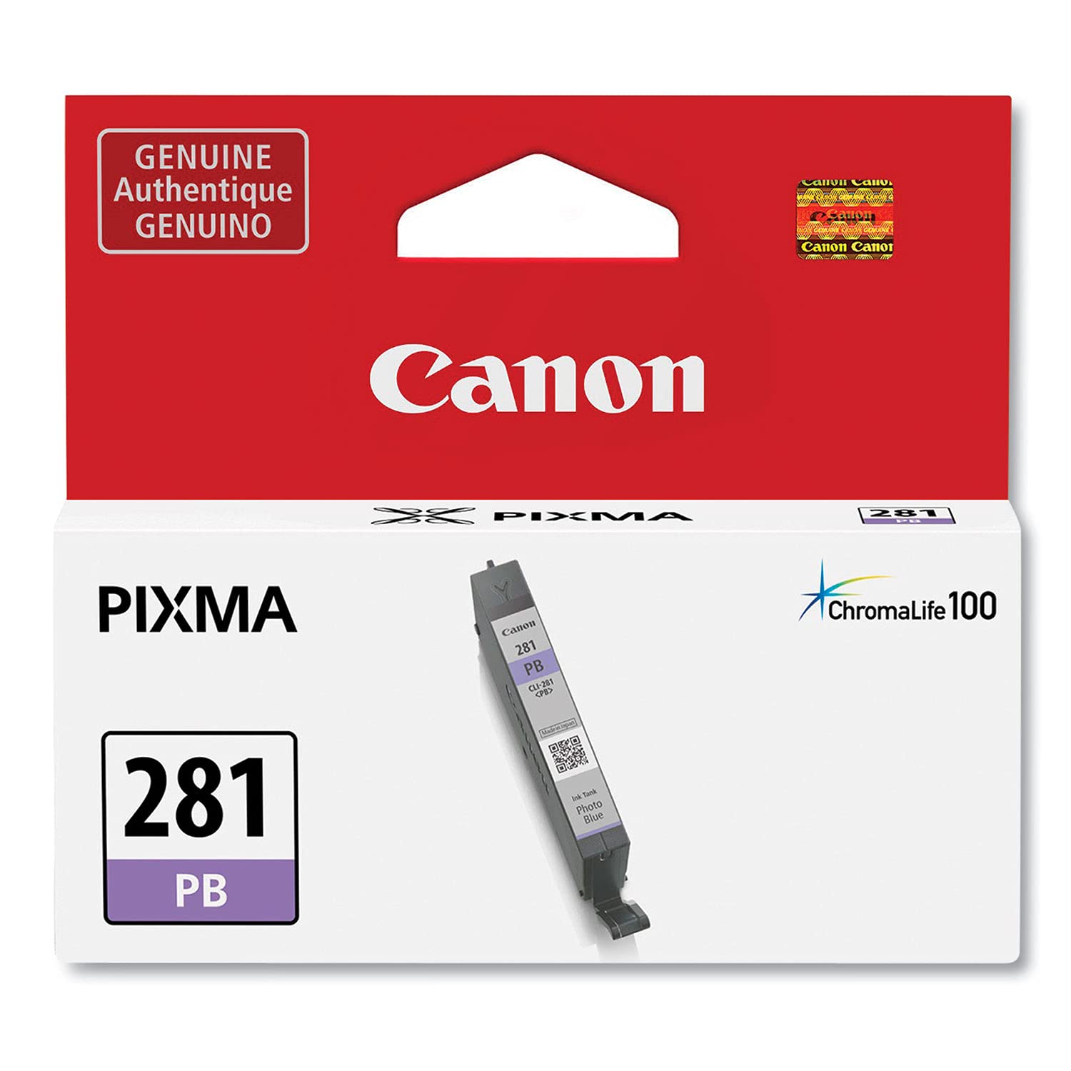 Canon 2092C001 (CLI-281) ChromaLife100 Ink Cartridge (Blue) in Retail Packaging