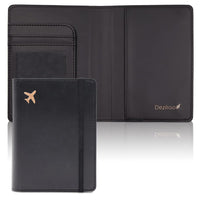 Deziliao Passport and Vaccine Card Holder Combo, PU Leather Passport Holder with Vaccine Card Slot, Passport Wallet for Men and Women, Black, Basic