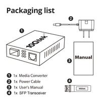 1.25G Media Converter(kit #3), SFP Slot, with a SFP Module, SMF, 1310-nm, 40-km
