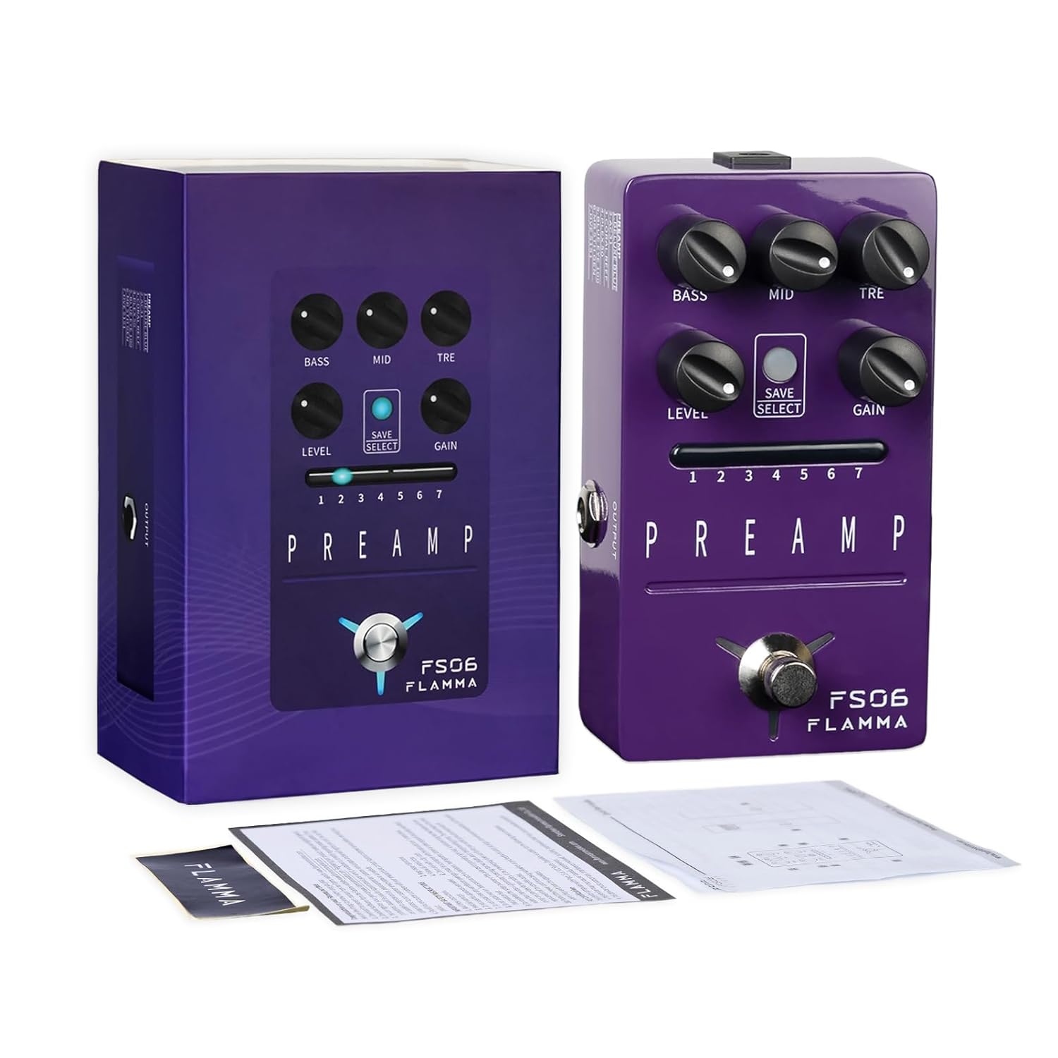 FLAMMA FS06 Digital Preamp Pedal Guitar Effects Pedal with Built-in Cabinet Simulation 7 Preamp Models Saveable Preset