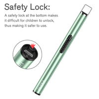 Candle Lighter Electronic Lighter USB Rechargeable with Security Lock, Windproof Fast Heat Sinking, Non-Slip Switch Electronic Lighter for Candle, Grill, Camping ( Mint Green )