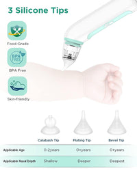 Nasal Aspirator for Baby Baby Nose Sucker Electric Nose Aspirator for Toddler, Automatic Nose Cleaner with 3 Silicone Tips 3 Suction Level and Music (Cyan)