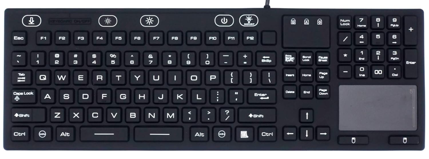 Industrial Silicone Full Size LED Backlit Keyboard JH-IKB110BL with IP68