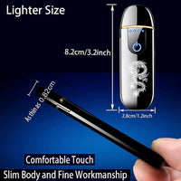 Electronic Lighter, Smart USB Rechargeable Lighter,Mini Electric Lighter Touch Ignition Windproof Flameless Lighter Plasma Lighter with Battery Indicator for Men Father Gifts (Frosted Silver)