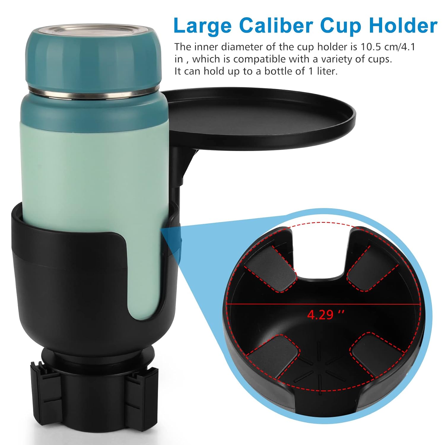 Accmor 2-in-1 Car Cup Holder Expander Adapter with Adjustable Base, Car Cup Holder Expander Organizer with Phone Holder, Fits Hydro Flask, Yeti, Nalgene, Large 32/40 oz Drinks Bottles