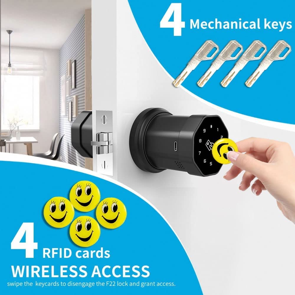 Door Knob Lock Keyless Entry Door Lock Fully Automatic 3-in-1 Unlock samrt Lock