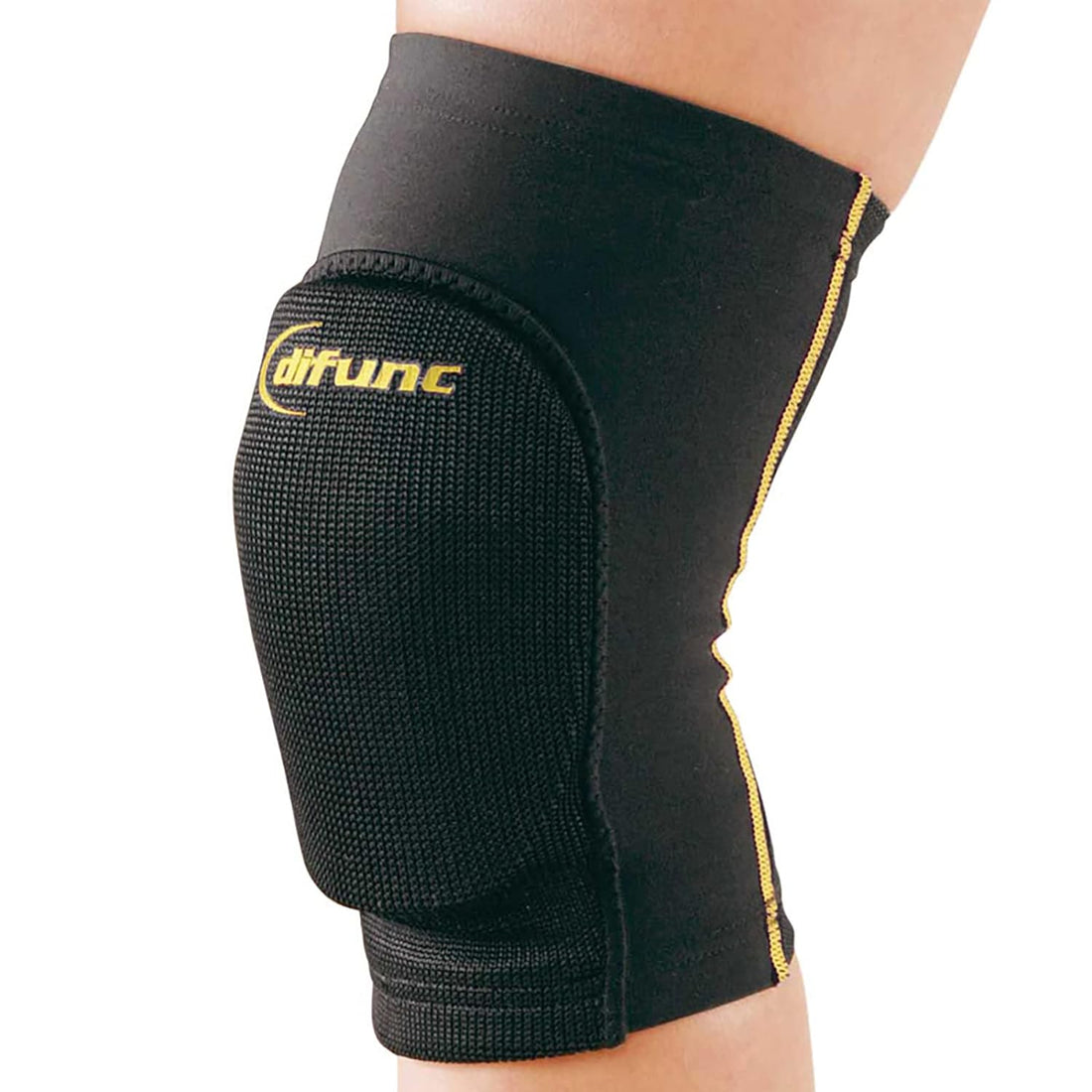 D&M Tricot Knee Pad sleeve, 12mm thick pad, 1pc, Made In Japan (Medium, Black x Gold)