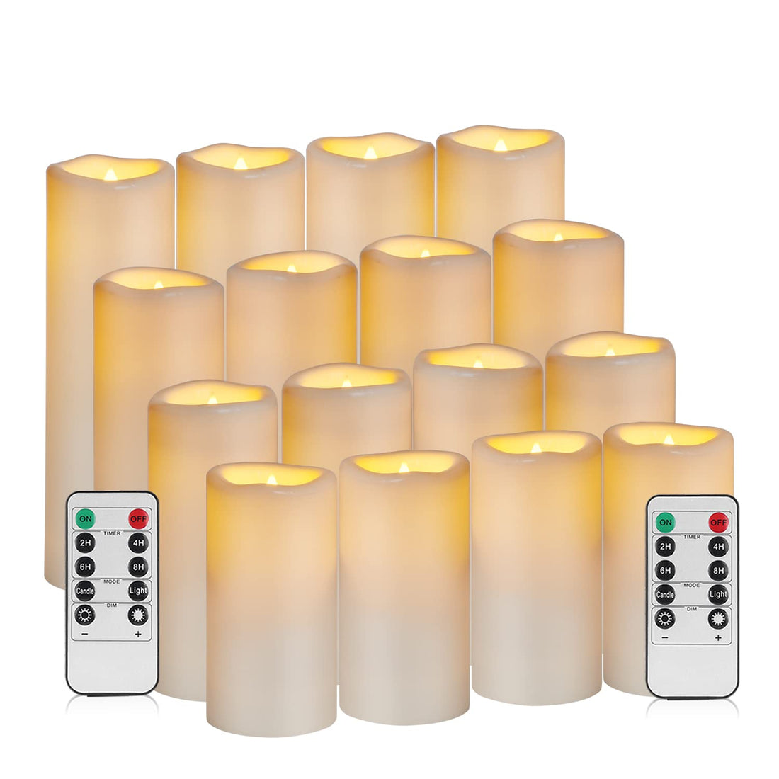 OFUNIC Waterproof Flickering Flameless Candles, Set of 16 Waterproof Battery Operated Candles, D2.2 LED Candles, Outdoor Indoor Plastic Pillar Candles (D2.2 Set of 16 Waterproof Candles)