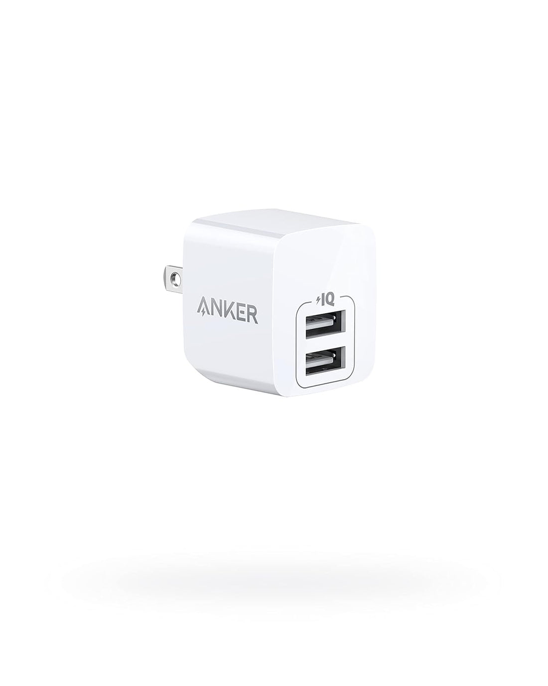 anker powerport mini dual port wall charger, super compact usb charger, 2.4a output & foldable plug for iphone xs/xs max/xr/x/8/7/6/plus, ipad pro/air 2/mini 4, samsung, and more- White