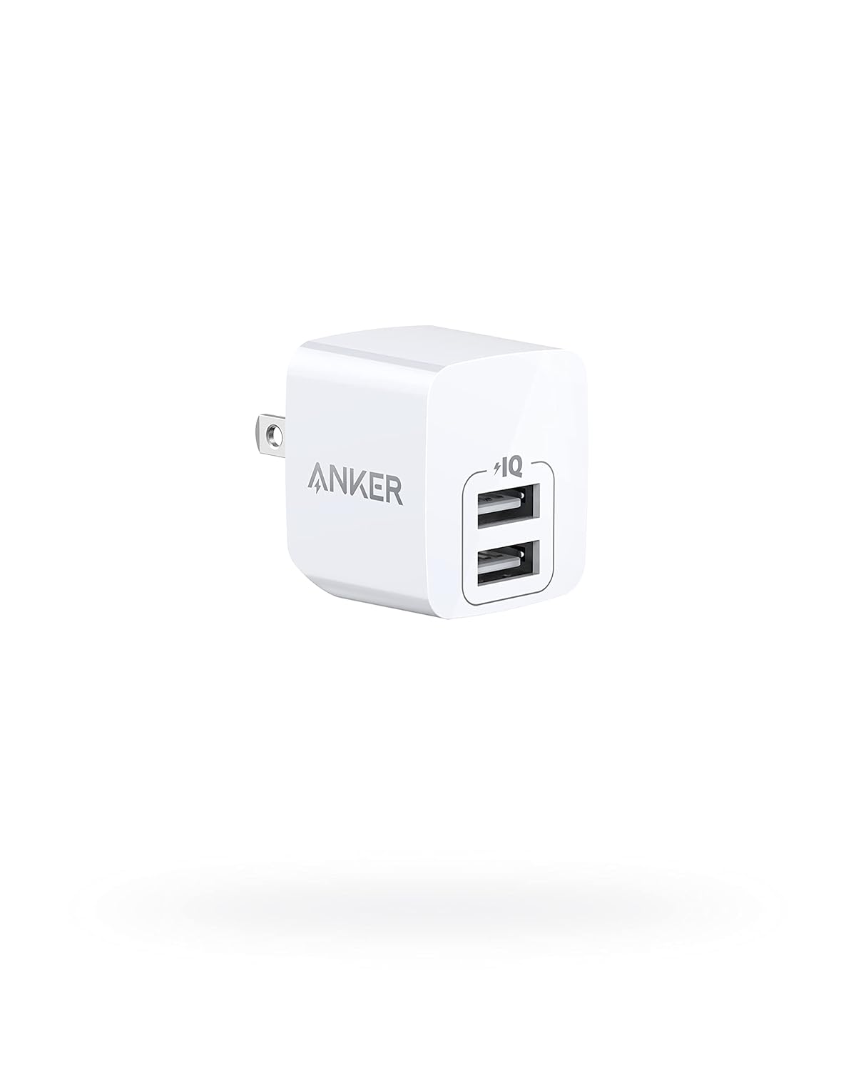anker powerport mini dual port wall charger, super compact usb charger, 2.4a output & foldable plug for iphone xs/xs max/xr/x/8/7/6/plus, ipad pro/air 2/mini 4, samsung, and more- White