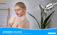 BAKRA Shower Filter Removes Chlorine and Fluoride - Softens Shower Water for heathy Refreshing Bath; Reduces Dry Itchy Skin, Dandruff - improves hair growth, Filter Cartridge, Chrome (BF-2000)