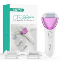 VOYOR Electric Foot File Hard Skin Remover Foot, Rechargeable Callus Remover for Feet Pedicure Tools Foot Care for Dead Skin Calluses with 3 Replacement Rollers Pedicure CR300(Purple)