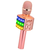 BONAOK Wireless Bluetooth Karaoke Microphone with controllable LED Lights,4 in 1 Portable Karaoke Machine Mic Speaker for All Smartphones, Birthday Holiday Party Gifts for Kids & Adults Q36 Champagne