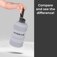 HYDRATE XL Jug 2.2 Litre Water Bottle - BPA Free, Flip Cap, Ideal for Gym - Colour Options (Matte Grey)