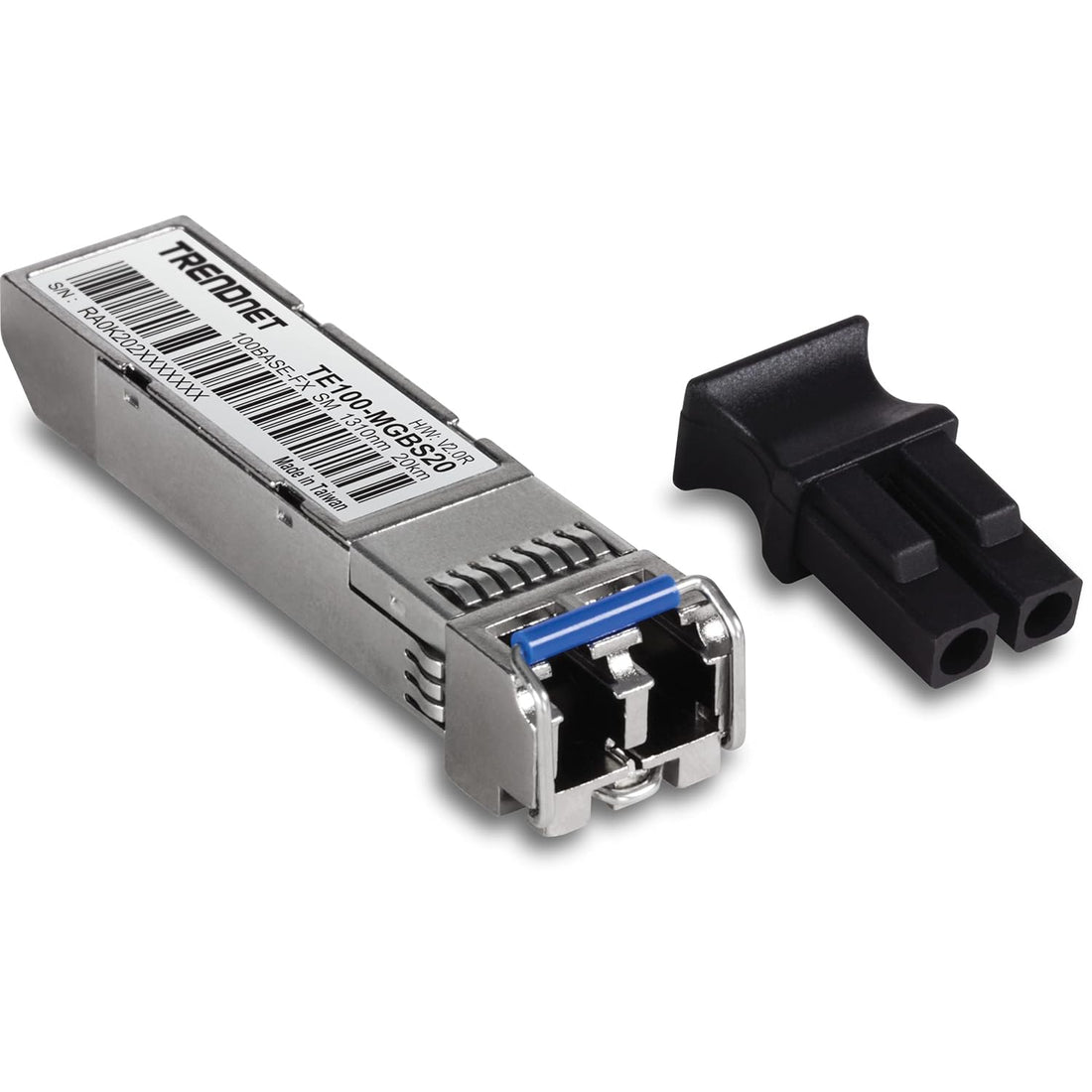 TRENDnet SFP to RJ45 100Base-FX Single-Mode LC Module, TE100-MGBS20, Up to 20 km (12.4 Miles), Standard SFP Compatible, Up to 155Mbps Speeds, Duplex-LC Fiber Compatible, 1310nm, Lifetime Protection