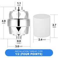 Iopsk 15-Stage Shower Filter,Shower Head Filter for Hard Water,with 2 Replaceable Filter Cartridges,High Output Shower Water Filter to Remove Chlorine and Fluoride(Polished Chrome)