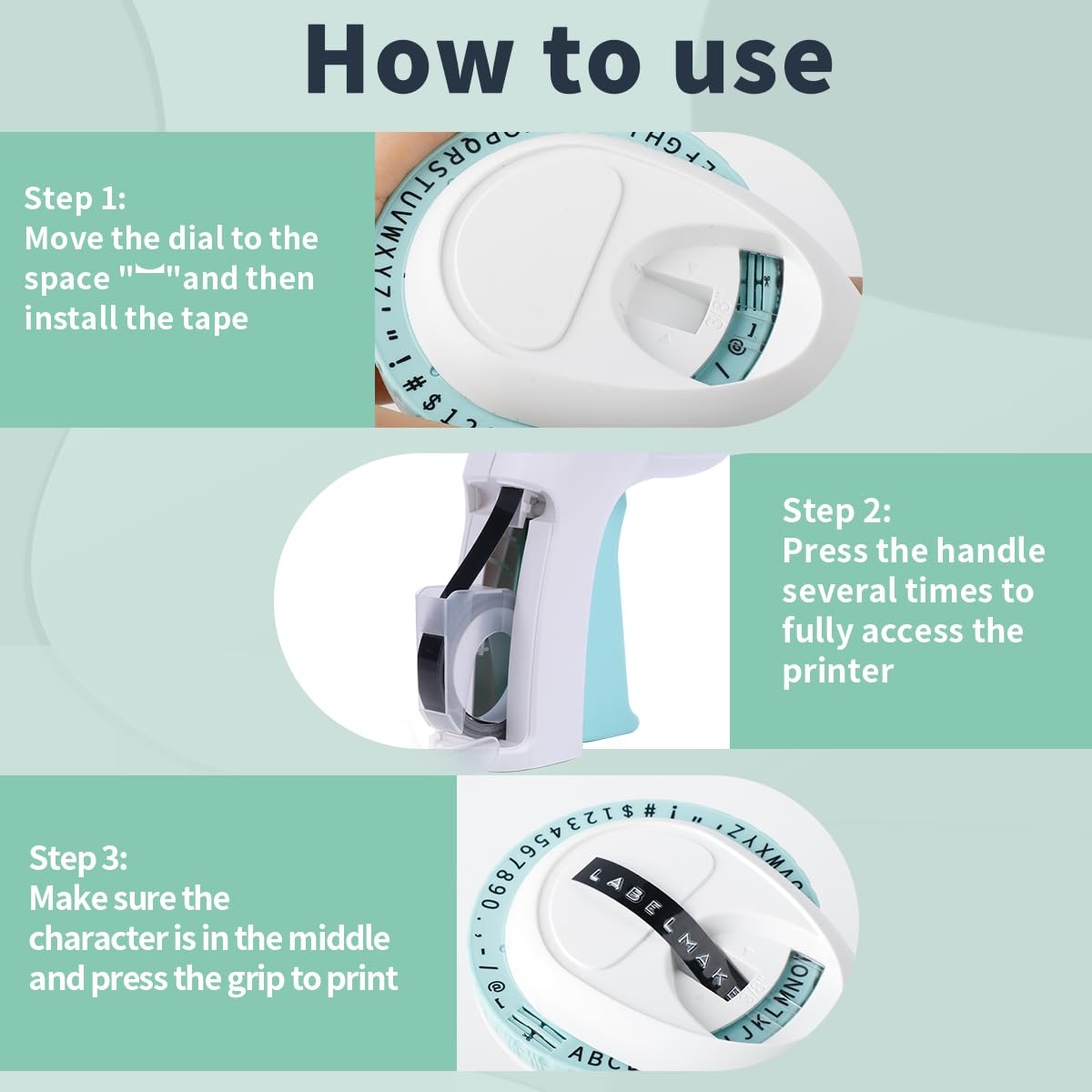 Vixic Embossing Label Maker, Omega S Embosser Labeler, Portable Embossed Label Maker, Handheld Embosser Label Printer with 3 Rolls 3D Embossing Label for Home DIY, Green