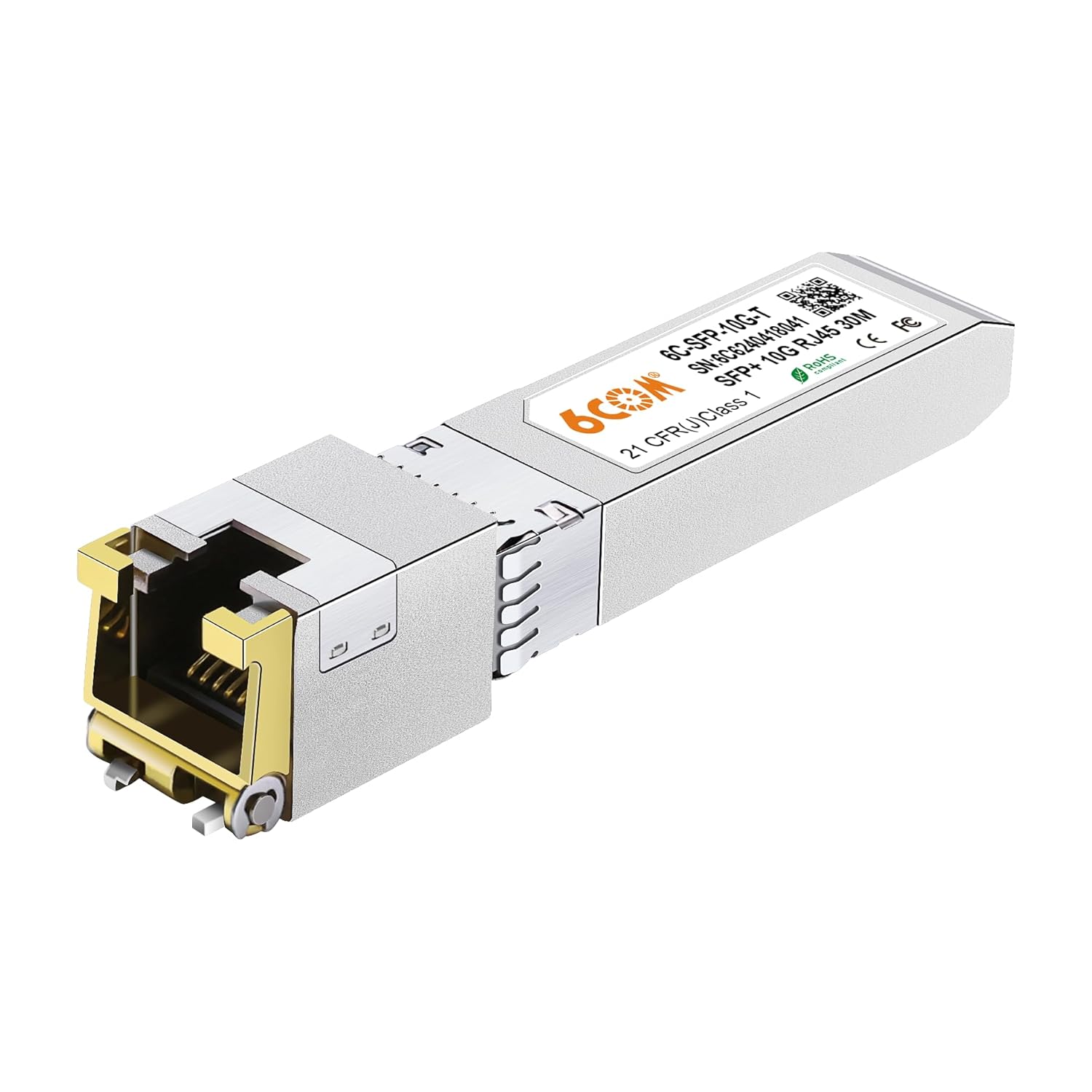 6COM SFP+ to RJ45 Copper Module 10GBase-T Transceiver for Cisco SFP-10G-T-S, Ubiquiti, D-Link, Supermicro, Netgear, Mikrotik, up to 30m