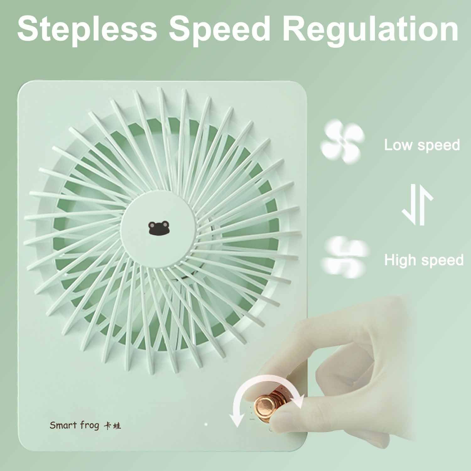 USB Desk Fan Portable Handheld Fan 10hrs Cooling USB Small Desk Fan 160° Foldable Mini Portable Fan Desktop Fan Portable Fan for Travel USB Rechargeable Personal Fan with 2000mAh Battery (Green)