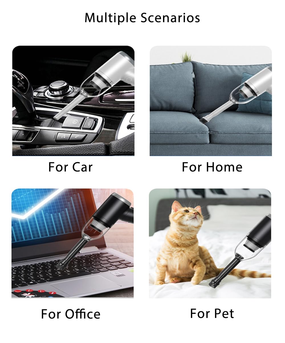 GoYiY Mini Vacuum Cleaner, Handheld Cordless Vacuum Cleaner, Foldable Car Vacuum, Keyboard Vacuum Cleaner with 4500PA High Suction and USB-C Fast Rechargable for Car, Pet, Office and Home Cleaning