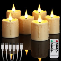 yunsheng Rechargeable Flameless Votive Candles with Remote Timer, D2 x H3 inches in/Outdoor Waterproof Flameless Flickering Electric Candles, 3D Wick Battery Operated LED Tea Lights, Set of 6, Ivory