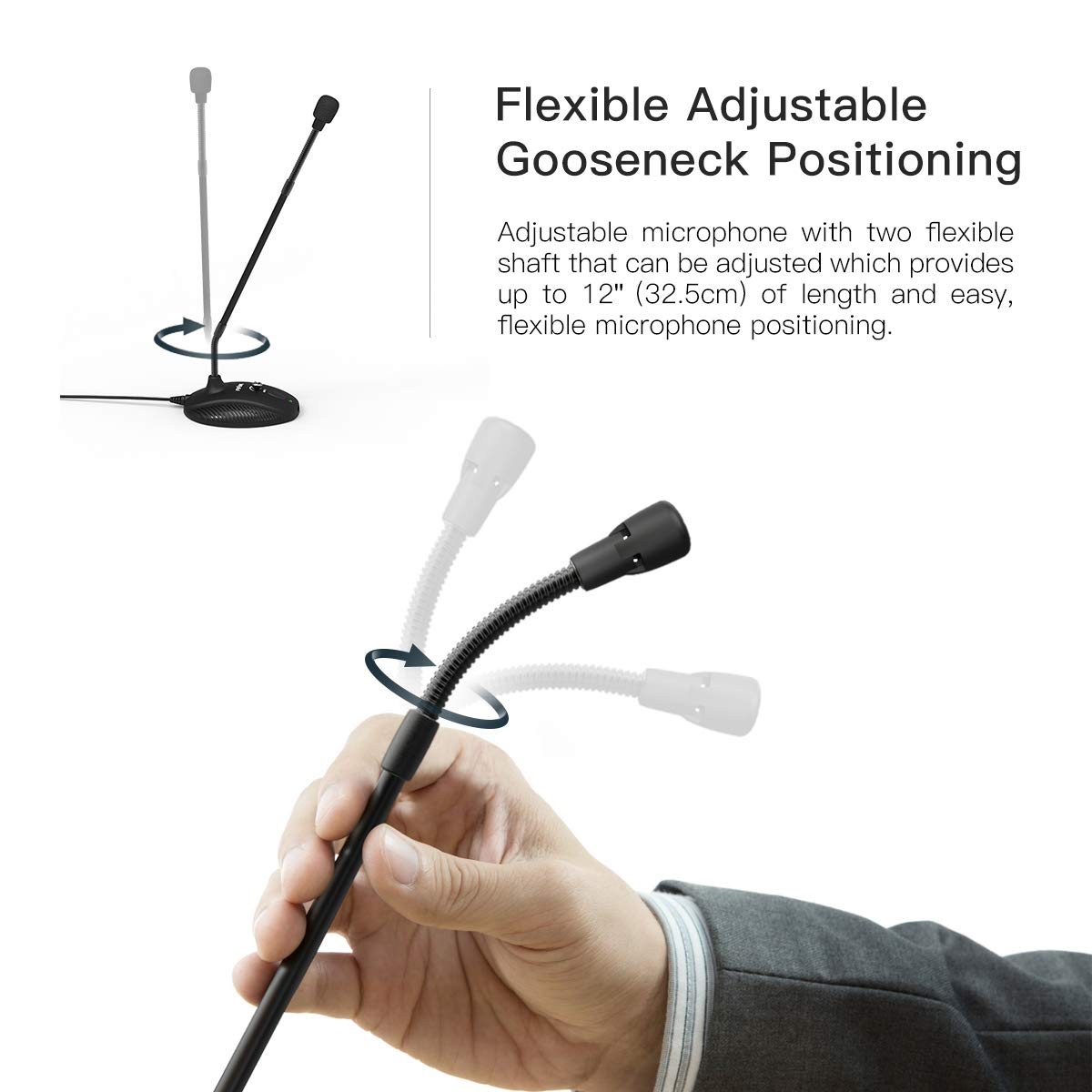 FIFINE K052 USB Desktop Gooseneck Microphone with Mute Button & LED Indicator for Windows and Mac