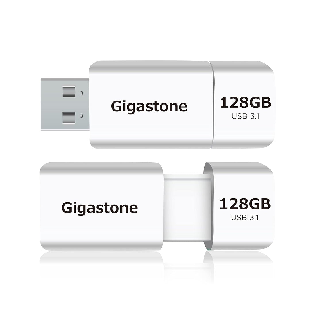 Gigastone Z60 128GB 2-Pack USB 3.1 Flash Drive, R/W 120/60 MB/s Ultra High Speed Pen Drive, Capless Retractable Design Thumb Drive, USB 2.0 / USB 3.0 Interface Compatible