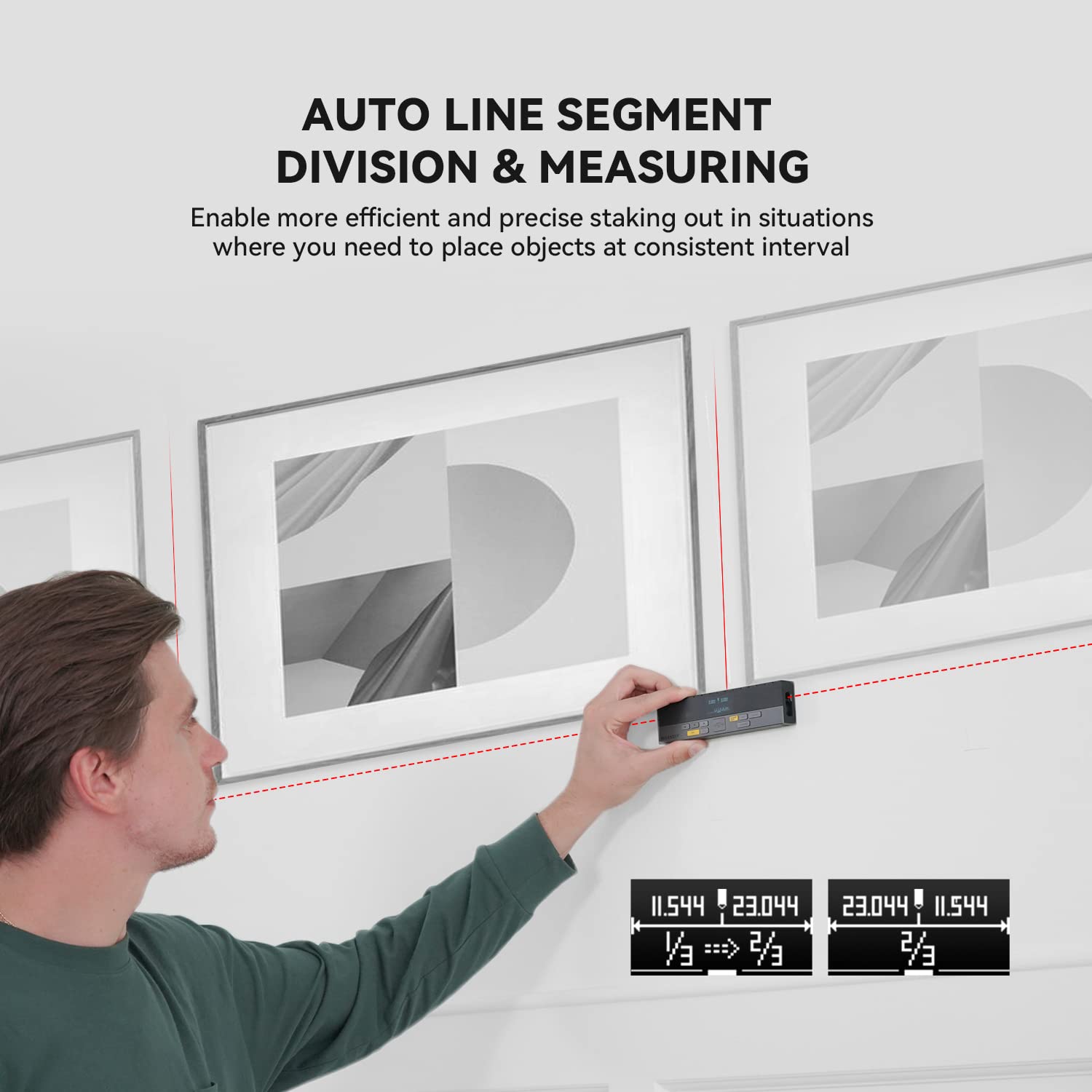 MiLESEEY Bilateral Laser Measurement Tool, 262Ft Laser Measure with Middle Laser Mark Beam, Multifunctional Laser Tape Measure with Digital Angle Level Rechargeable M/in/Ft Unit Switching