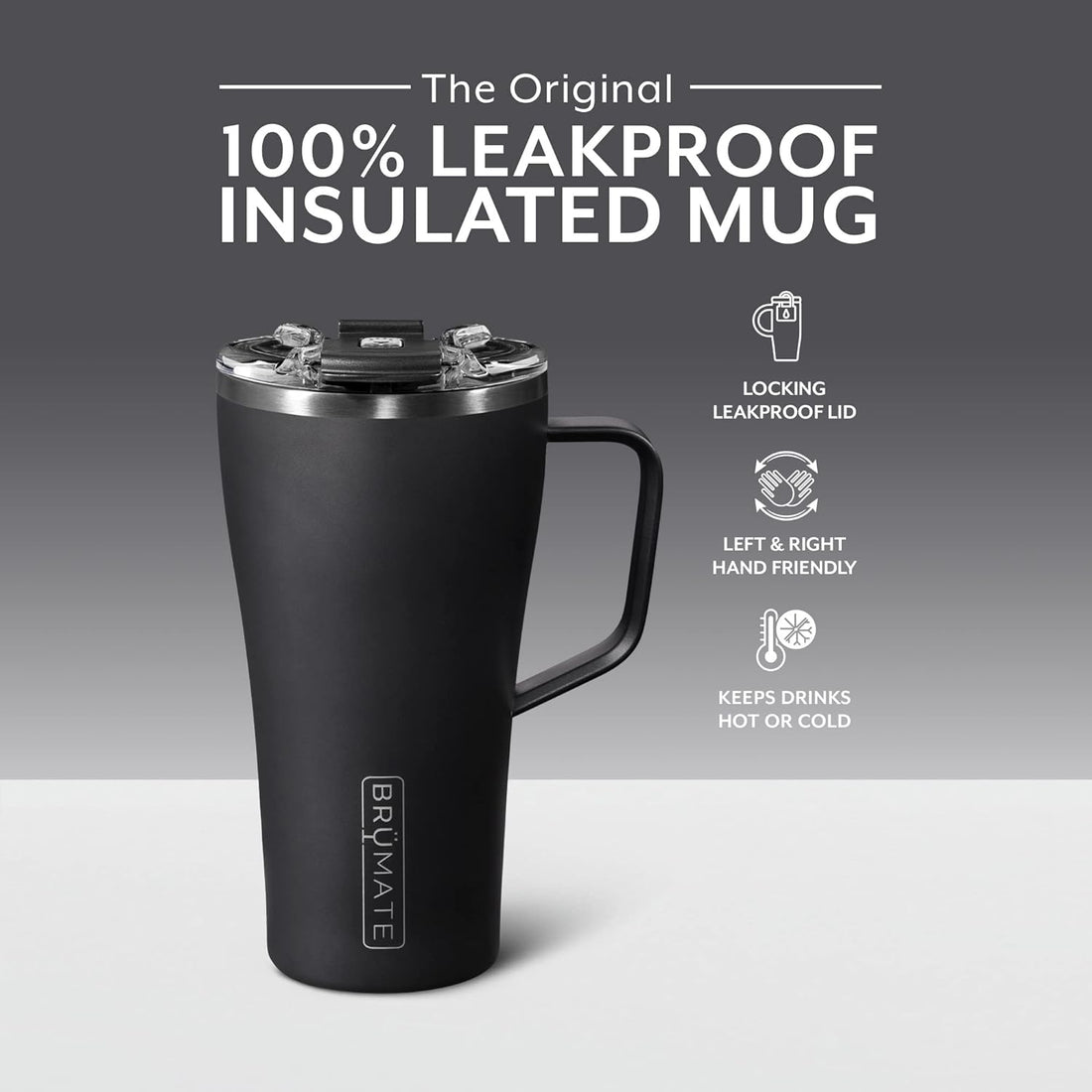 BrüMate Toddy 22oz 100% Leak Proof Insulated Coffee Mug with Handle & Lid - Stainless Steel Coffee Travel Mug - Double Walled Coffee Cup (Matte Black)