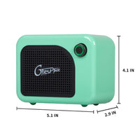 GTRS Guitar Amp Mini Portable Amplifier 5 Watt for Electric Guitar Rechargeable Support Bluetooth Connection with Mobile Devices Green