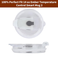 Coffee Mug Lids for Ember 14 oz Temperature Control Smart Mug 2, Splash Proof Open - Close Slide Lid, Coffee Mug Lid Replacement with Sealing Silicone (Transparent 14 oz, 2)…